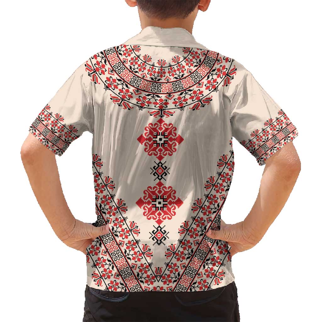 Baba Marta Day Martenitsa Family Matching Puletasi and Hawaiian Shirt Traditional Bulgarian Embroidery