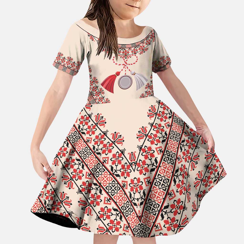 Baba Marta Day Martenitsa Family Matching Puletasi and Hawaiian Shirt Traditional Bulgarian Embroidery