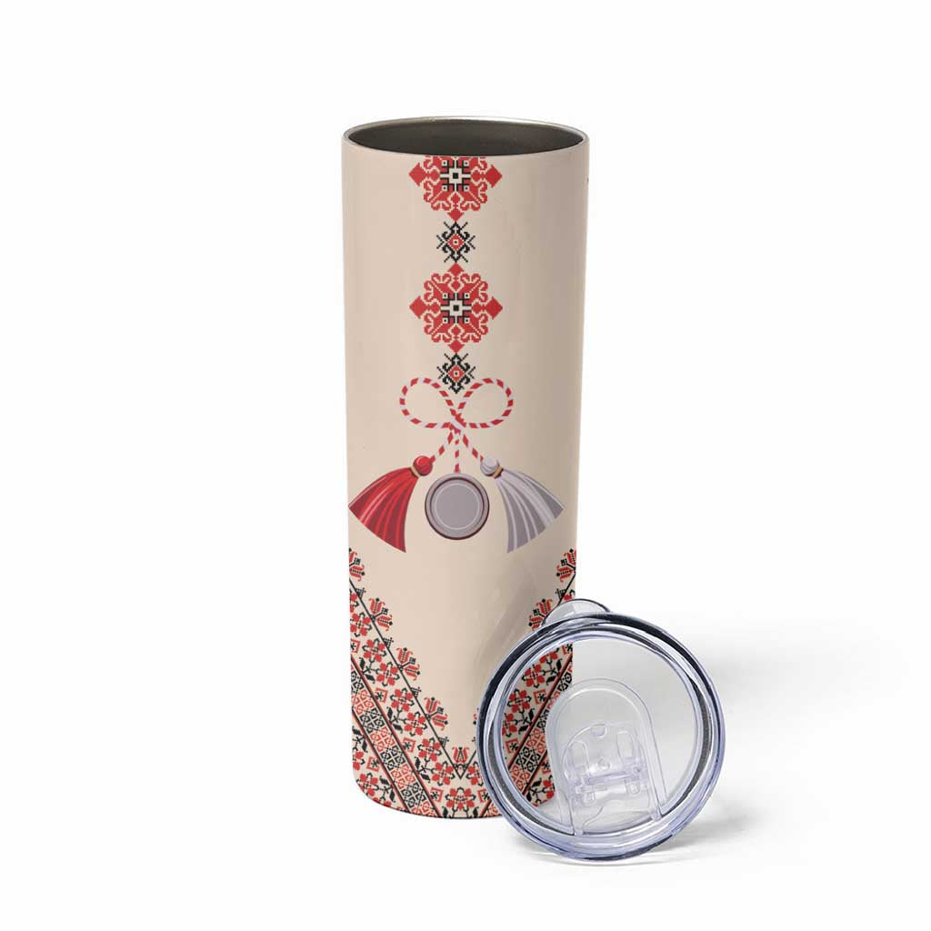 Baba Marta Day Martenitsa Skinny Tumbler Traditional Bulgarian Embroidery