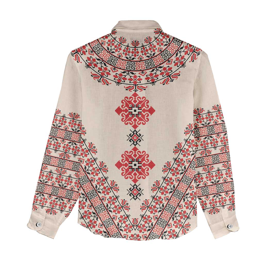 Baba Marta Day Martenitsa Women Casual Shirt Traditional Bulgarian Embroidery