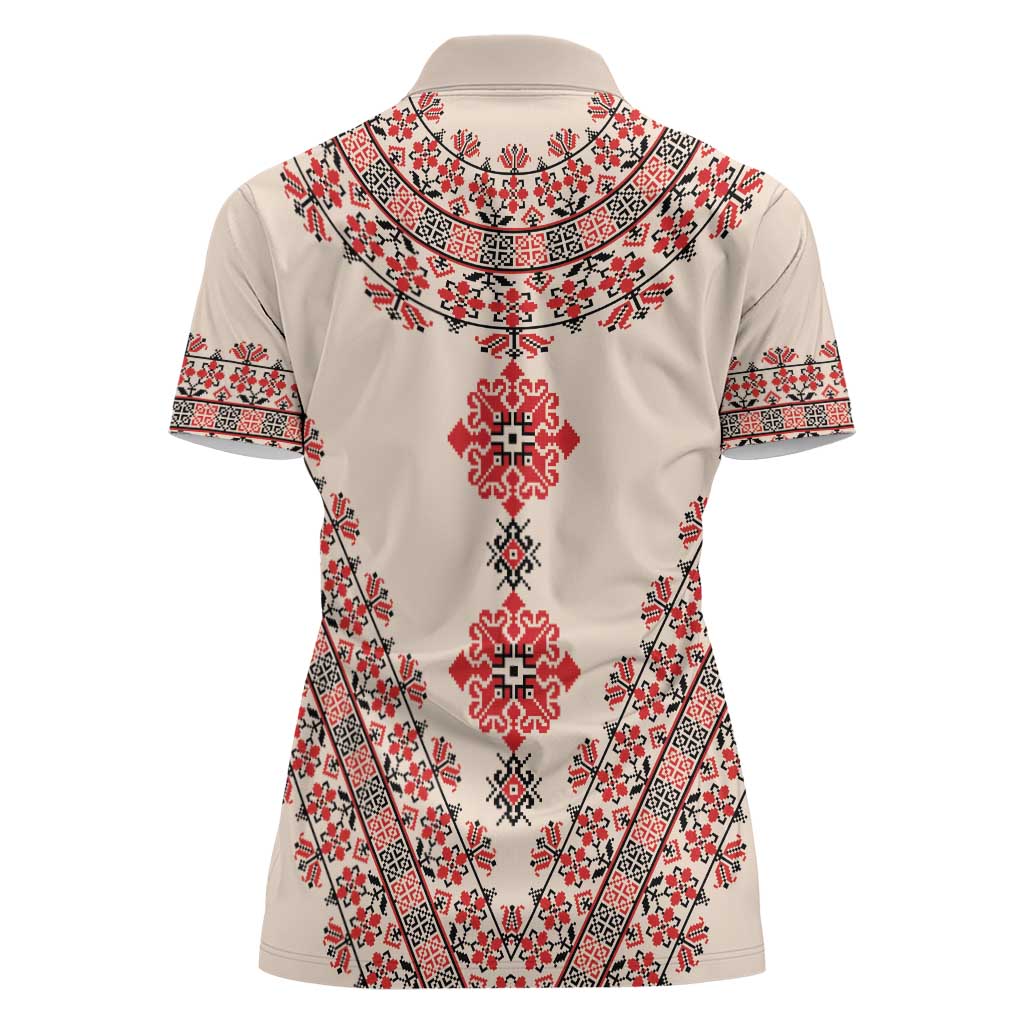 Baba Marta Day Martenitsa Women Polo Shirt Traditional Bulgarian Embroidery