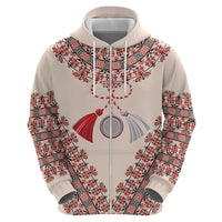 Baba Marta Day Martenitsa Zip Hoodie Traditional Bulgarian Embroidery