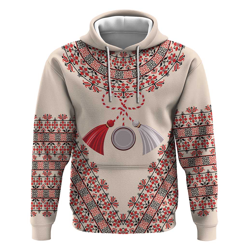 Baba Marta Day Martenitsa Zip Hoodie Traditional Bulgarian Embroidery
