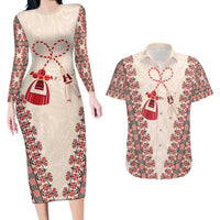 Bulgarian Martenitsa Couples Matching Long Sleeve Bodycon Dress and Hawaiian Shirt Tradition March 1st Chestita Baba Marta