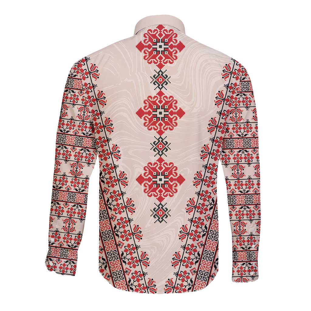 Bulgarian Martenitsa Long Sleeve Button Shirt Tradition March 1st Chestita Baba Marta