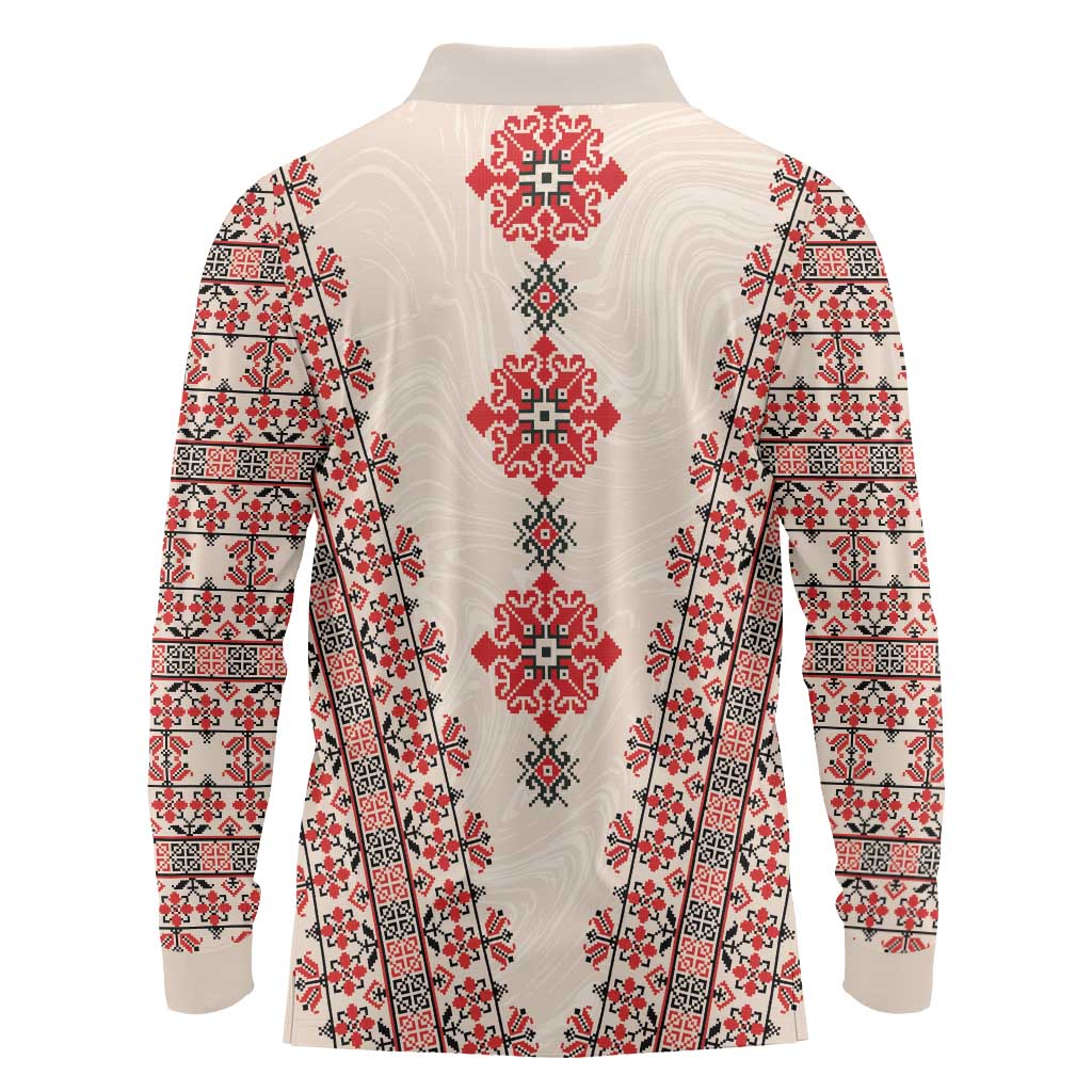 Bulgarian Martenitsa Long Sleeve Polo Shirt Tradition March 1st Chestita Baba Marta