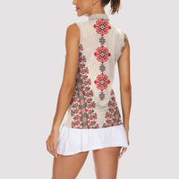 Bulgarian Martenitsa Women Sleeveless Polo Shirt Tradition March 1st Chestita Baba Marta