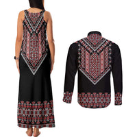 Martenitsa Martisor Day Couples Matching Tank Maxi Dress and Long Sleeve Button Shirt Traditional Romanian Folk Art
