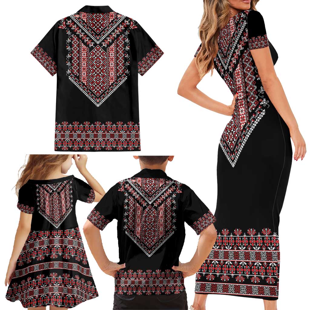 Martenitsa Martisor Day Family Matching Short Sleeve Bodycon Dress and Hawaiian Shirt Traditional Romanian Folk Art