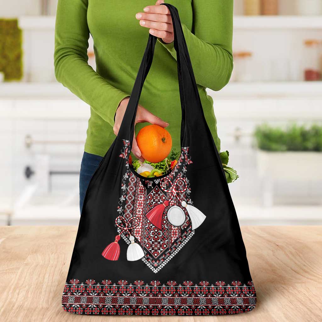 Martenitsa Martisor Day Grocery Bag Traditional Romanian Folk Art