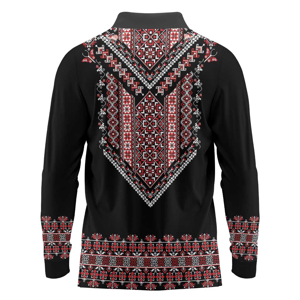 Martenitsa Martisor Day Long Sleeve Polo Shirt Traditional Romanian Folk Art