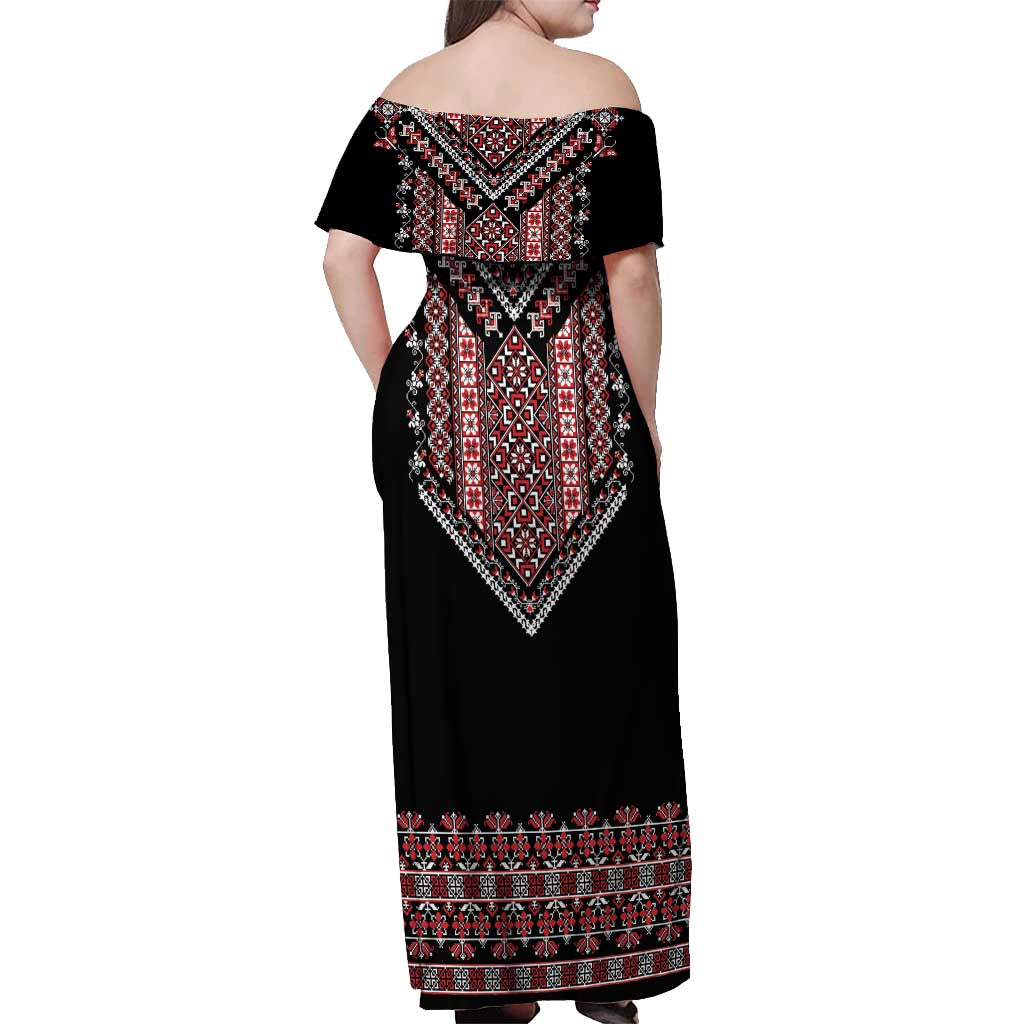 Martenitsa Martisor Day Off Shoulder Maxi Dress Traditional Romanian Folk Art