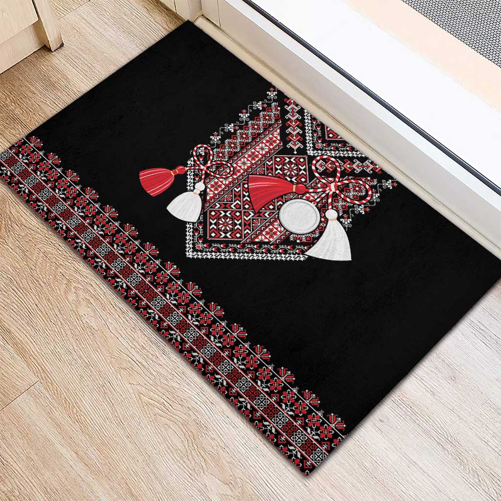 Martenitsa Martisor Day Rubber Doormat Traditional Romanian Folk Art