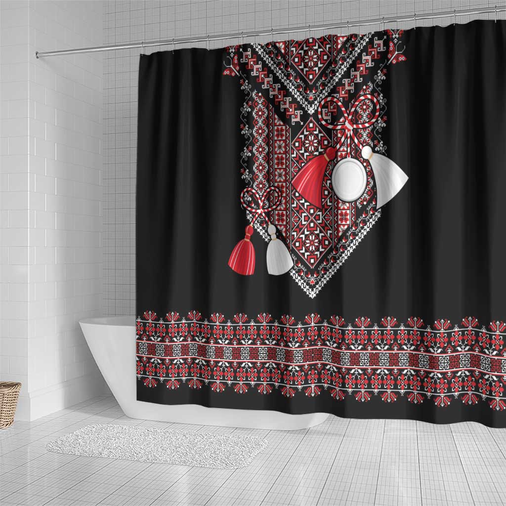 Martenitsa Martisor Day Shower Curtain Traditional Romanian Folk Art