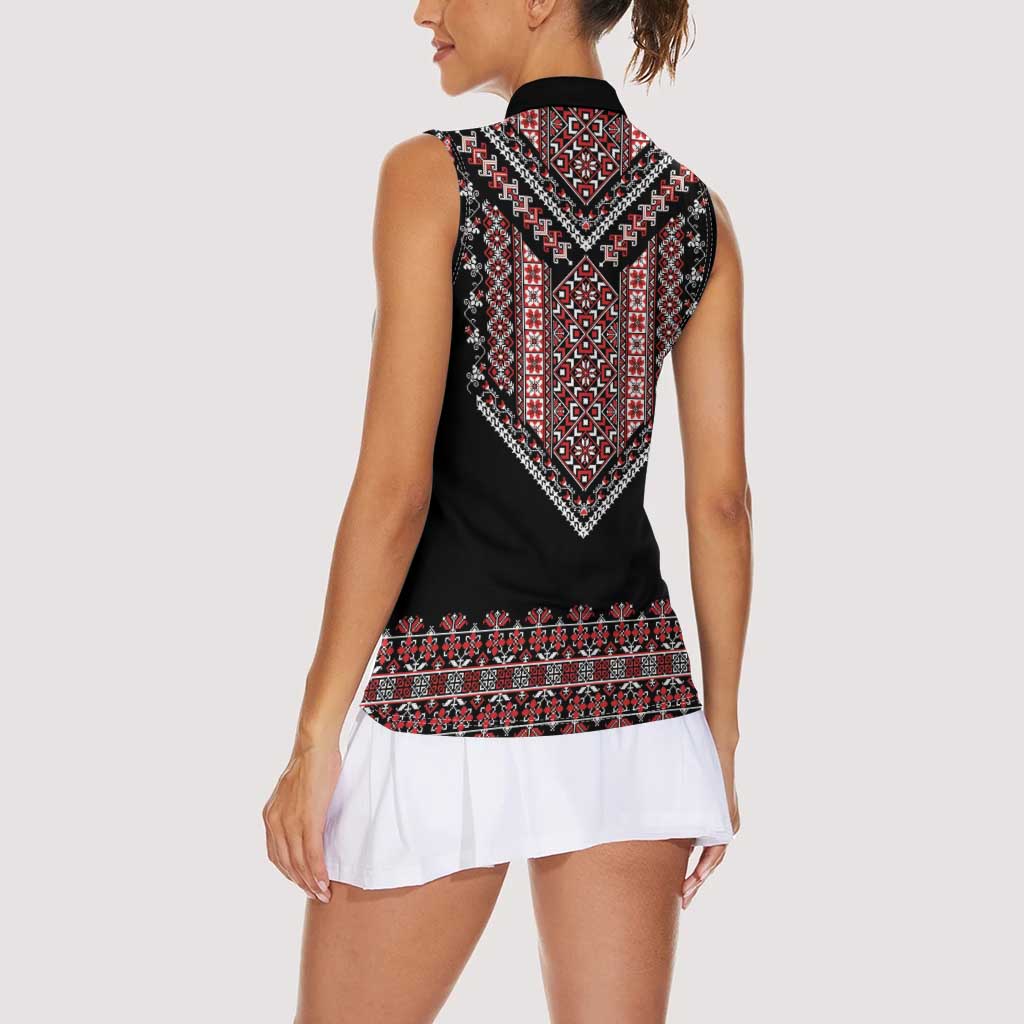 Martenitsa Martisor Day Women Sleeveless Polo Shirt Traditional Romanian Folk Art