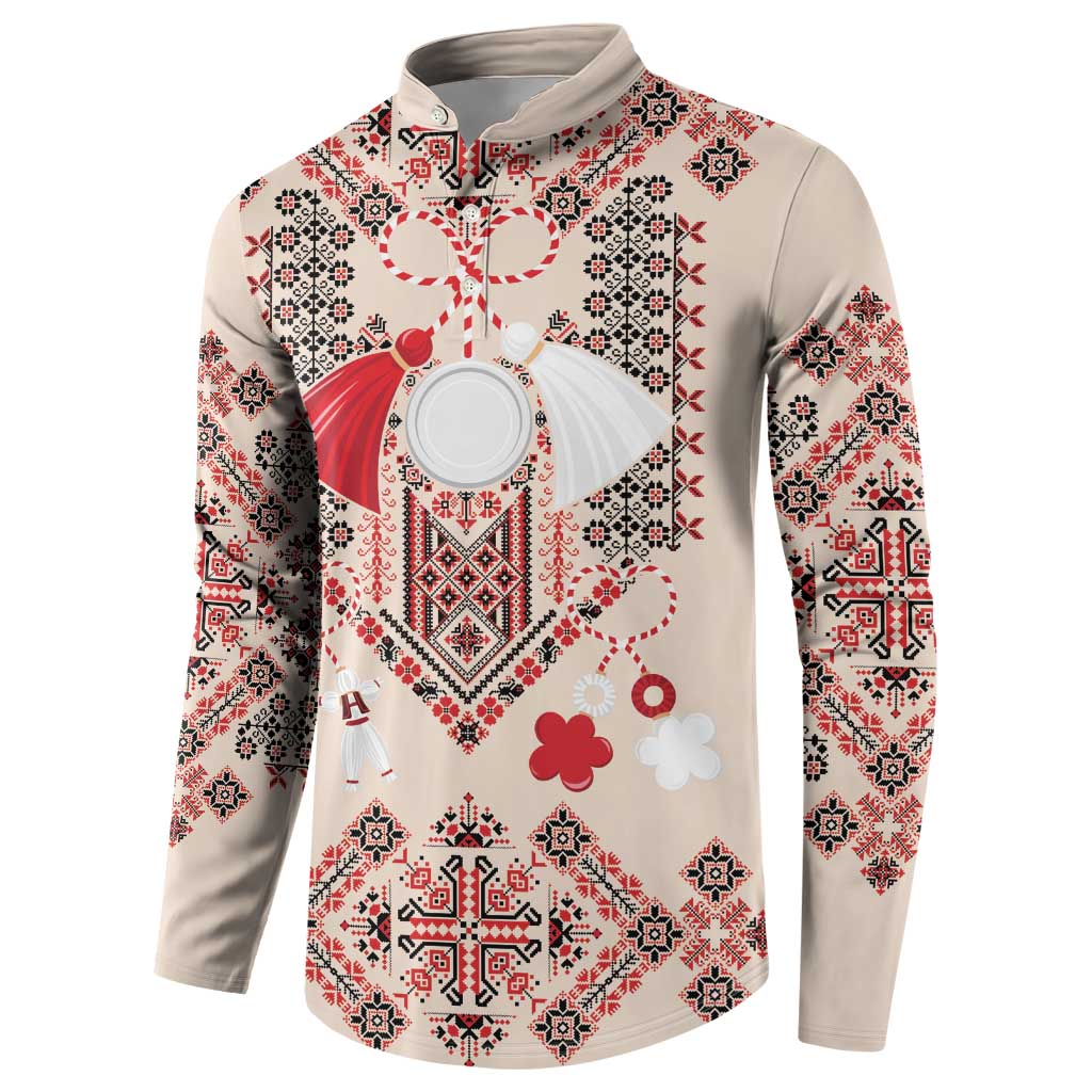 Vintage Martisor Day Martenitsa Button Sweatshirt Traditional Romanian Embroidery No1