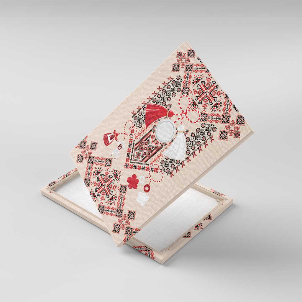 Vintage Martisor Day Martenitsa Canvas Wall Art Traditional Romanian Embroidery No1