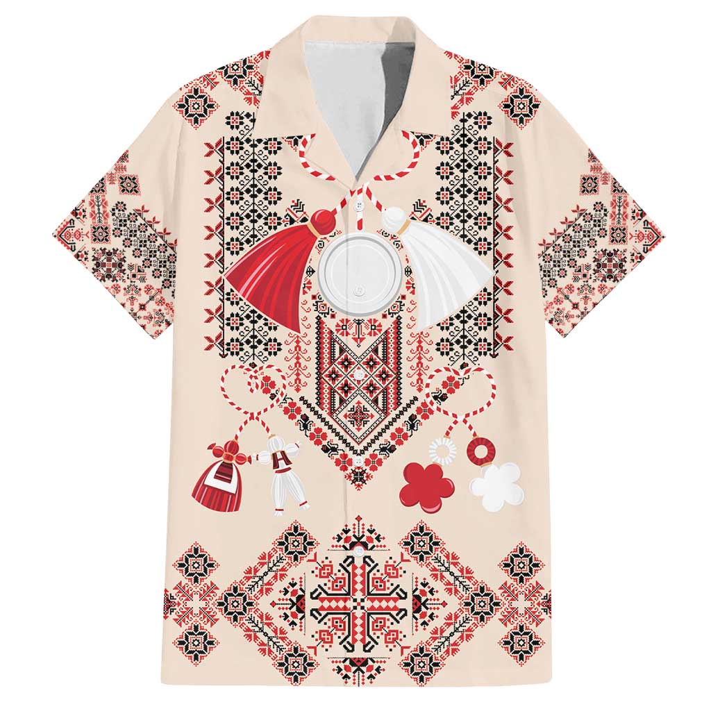 Vintage Martisor Day Martenitsa Family Matching Long Sleeve Bodycon Dress and Hawaiian Shirt Traditional Romanian Embroidery No1