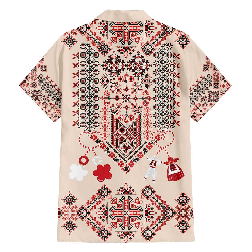 Vintage Martisor Day Martenitsa Family Matching Long Sleeve Bodycon Dress and Hawaiian Shirt Traditional Romanian Embroidery No1
