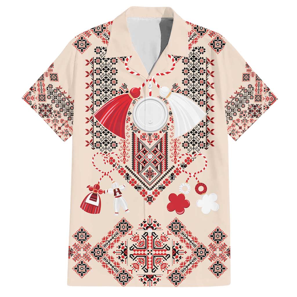Vintage Martisor Day Martenitsa Family Matching Short Sleeve Bodycon Dress and Hawaiian Shirt Traditional Romanian Embroidery No1