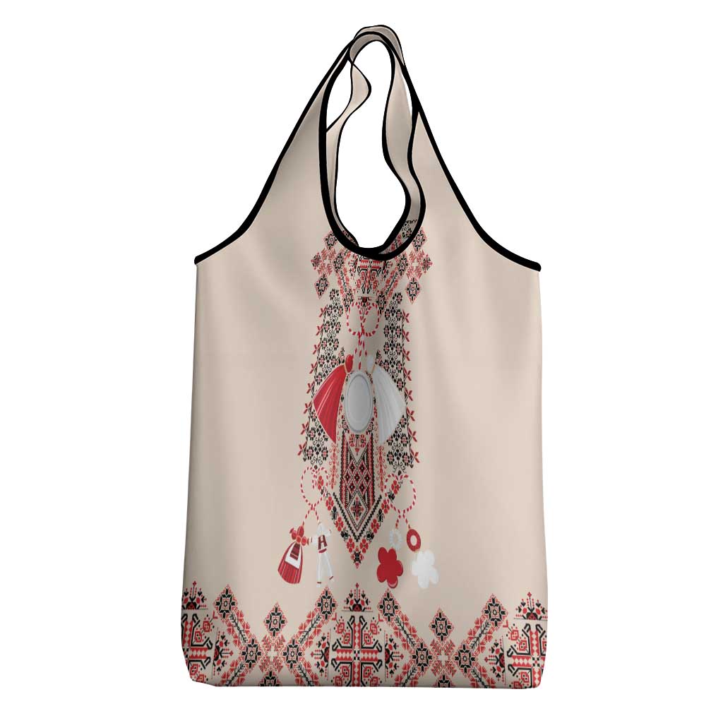 Vintage Martisor Day Martenitsa Grocery Bag Traditional Romanian Embroidery No1