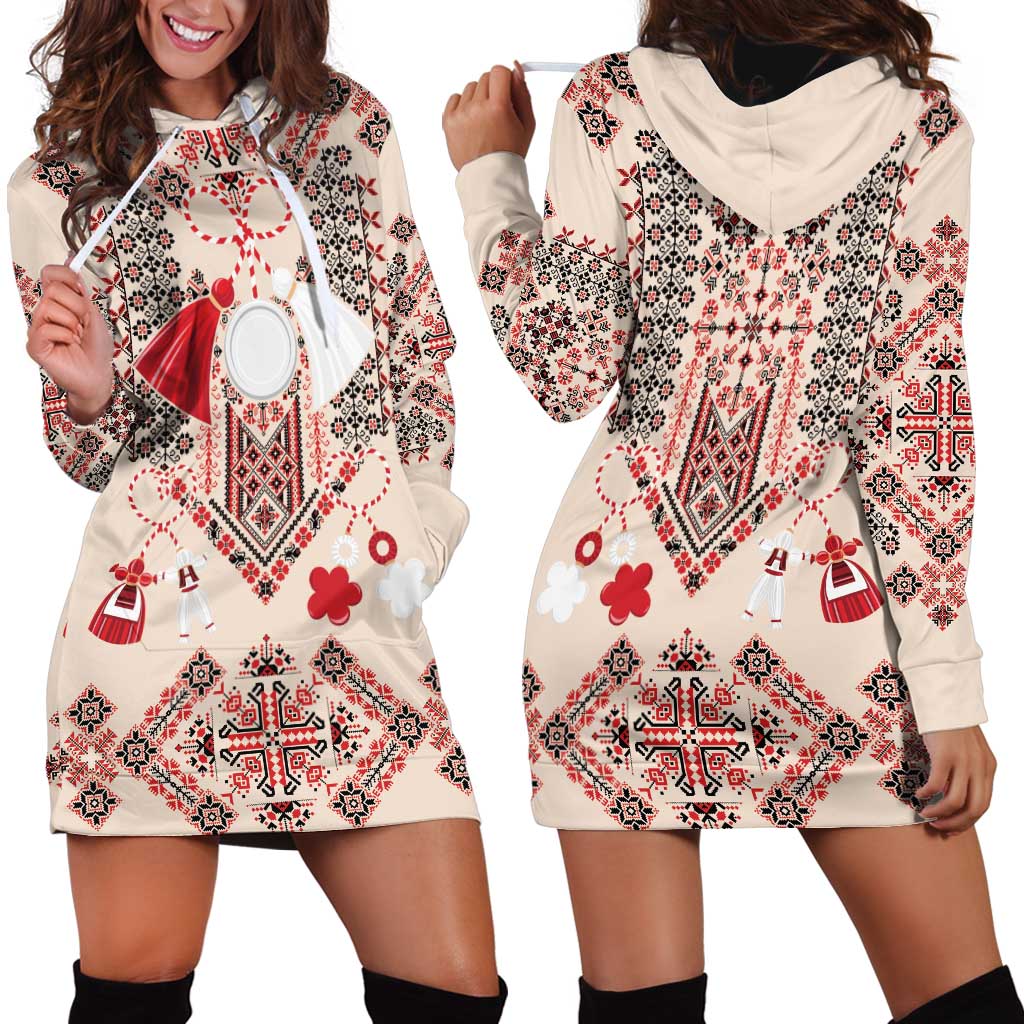 Vintage Martisor Day Martenitsa Hoodie Dress Traditional Romanian Embroidery No1