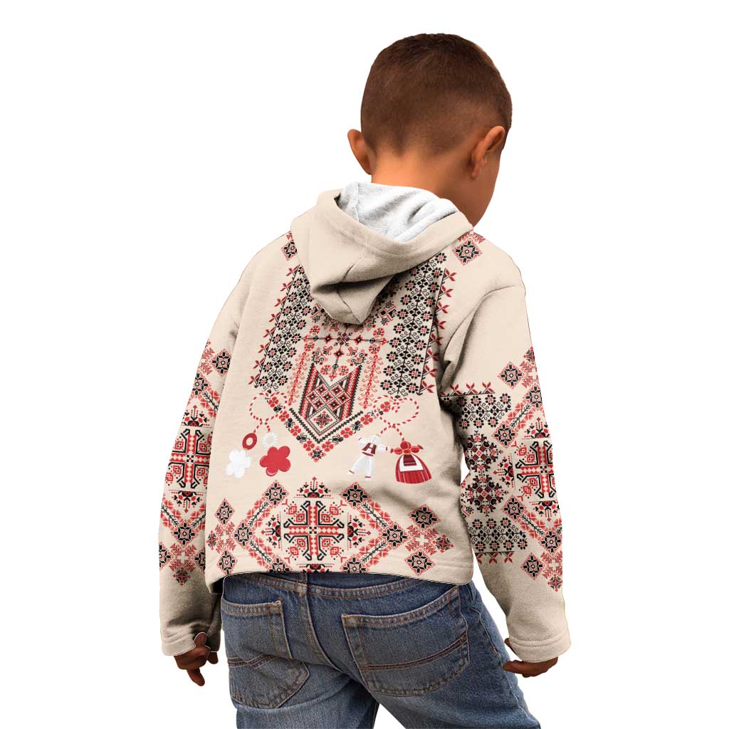 Vintage Martisor Day Martenitsa Kid Hoodie Traditional Romanian Embroidery No1