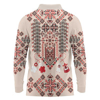 Vintage Martisor Day Martenitsa Long Sleeve Polo Shirt Traditional Romanian Embroidery No1