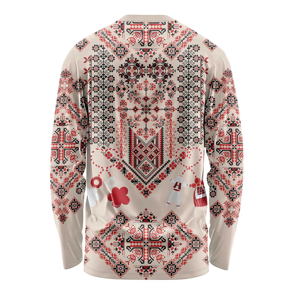 Vintage Martisor Day Martenitsa Long Sleeve Shirt Traditional Romanian Embroidery No1