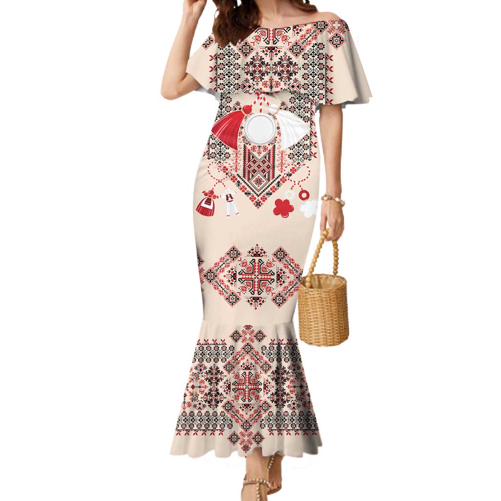Vintage Martisor Day Martenitsa Mermaid Dress Traditional Romanian Embroidery No1