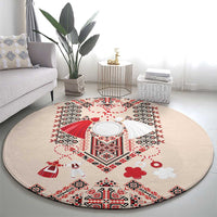 Vintage Martisor Day Martenitsa Round Carpet Traditional Romanian Embroidery No1