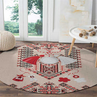 Vintage Martisor Day Martenitsa Round Carpet Traditional Romanian Embroidery No1