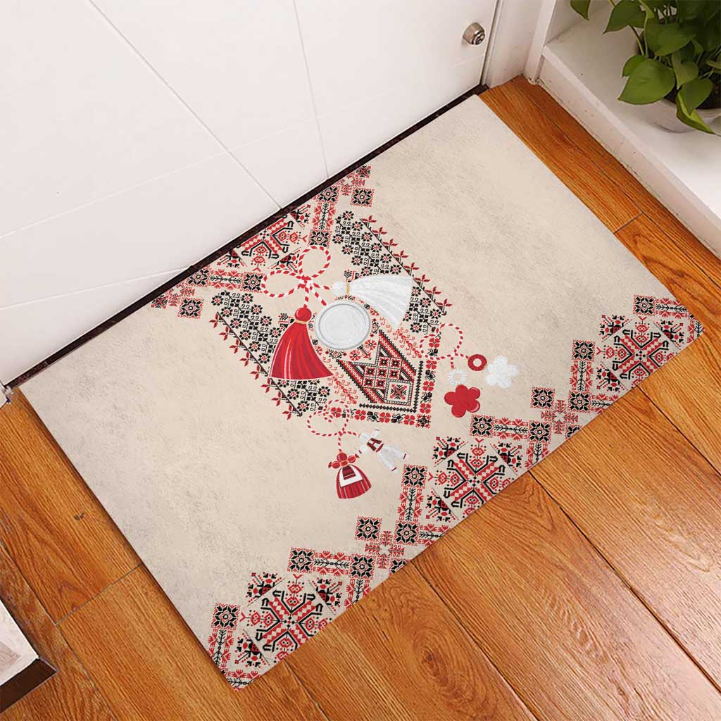 Vintage Martisor Day Martenitsa Rubber Doormat Traditional Romanian Embroidery No1