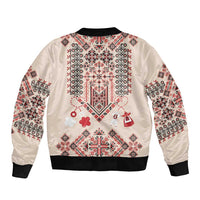 Vintage Martisor Day Martenitsa Sleeve Zip Bomber Jacket Traditional Romanian Embroidery No1