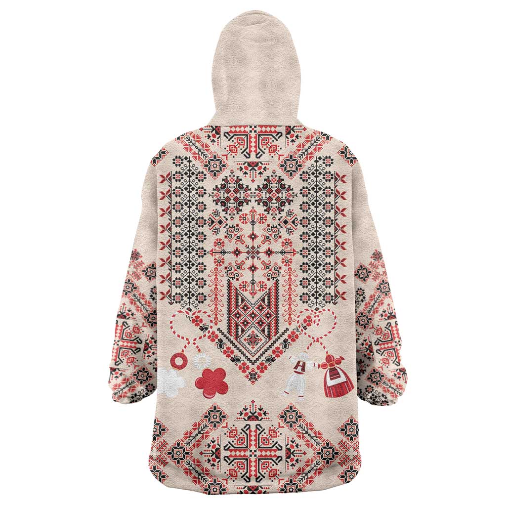 Vintage Martisor Day Martenitsa Wearable Blanket Hoodie Traditional Romanian Embroidery No1