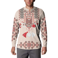 Vintage Martisor Day Martenitsa Button Sweatshirt Traditional Romanian Embroidery No2