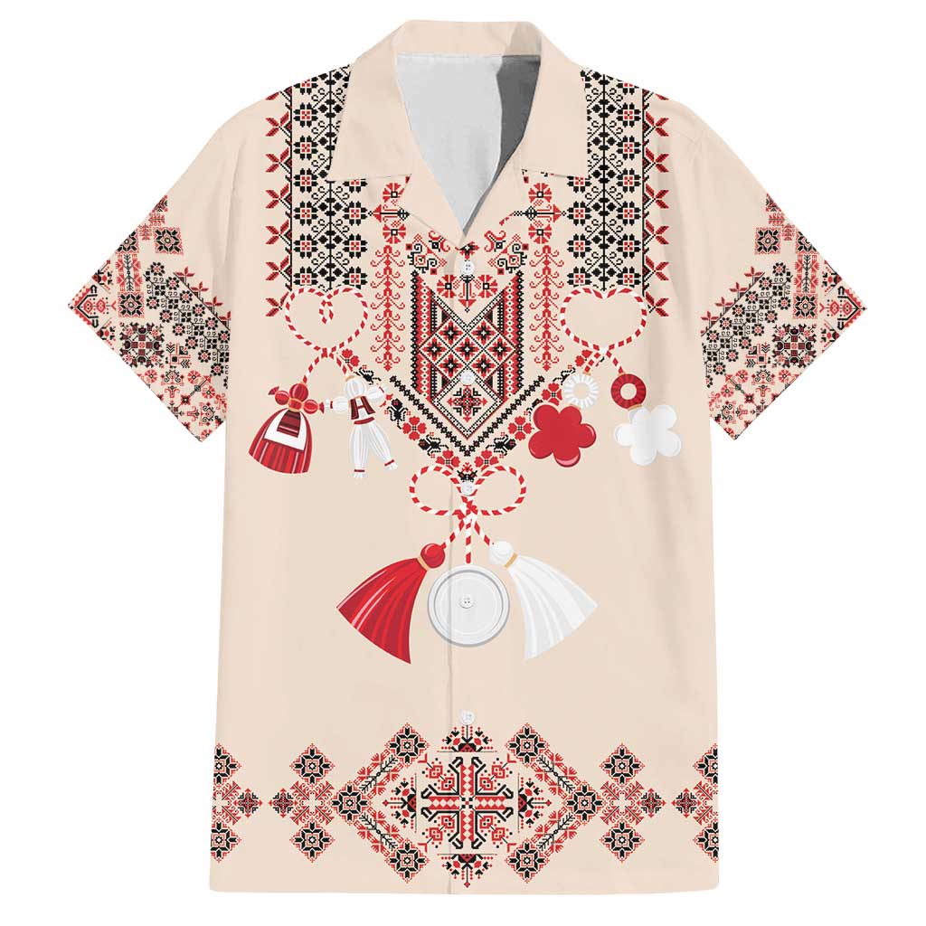 Vintage Martisor Day Martenitsa Family Matching Long Sleeve Bodycon Dress and Hawaiian Shirt Traditional Romanian Embroidery No2