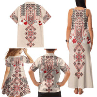 Vintage Martisor Day Martenitsa Family Matching Tank Maxi Dress and Hawaiian Shirt Traditional Romanian Embroidery No2