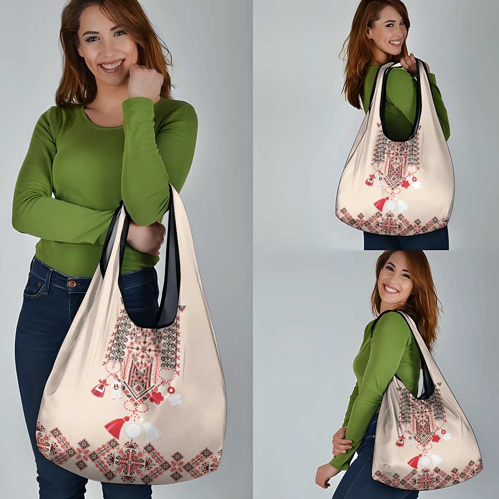 Vintage Martisor Day Martenitsa Grocery Bag Traditional Romanian Embroidery No2