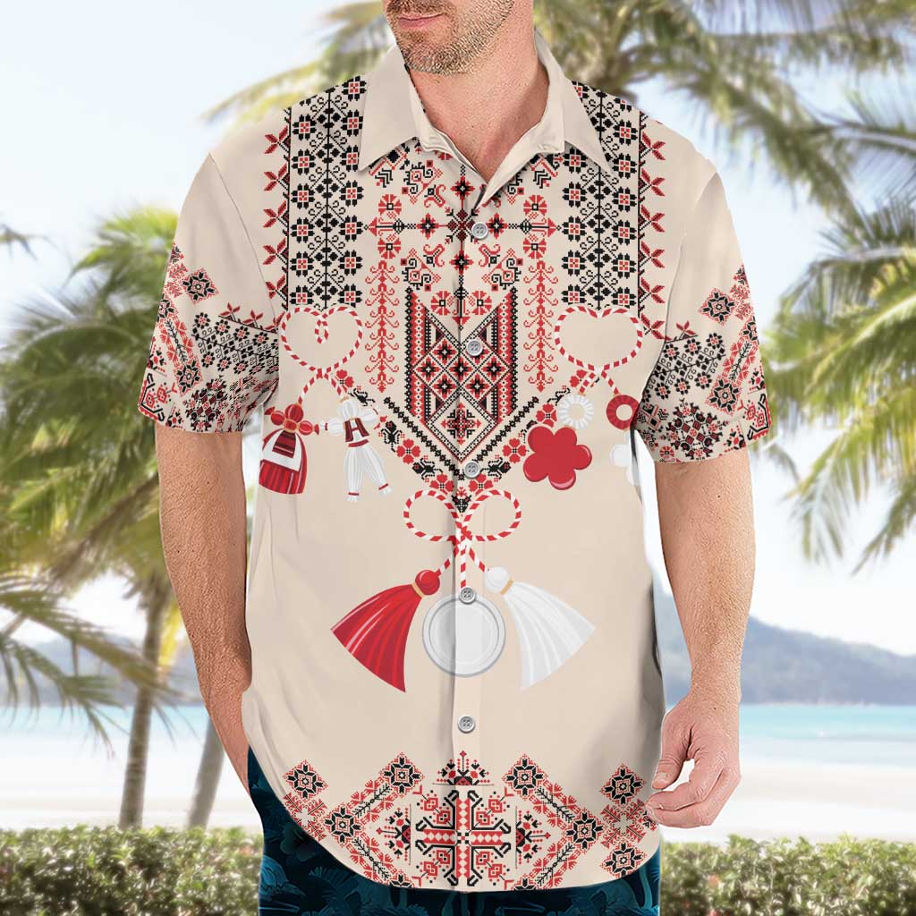 Vintage Martisor Day Martenitsa Hawaiian Shirt Traditional Romanian Embroidery No2