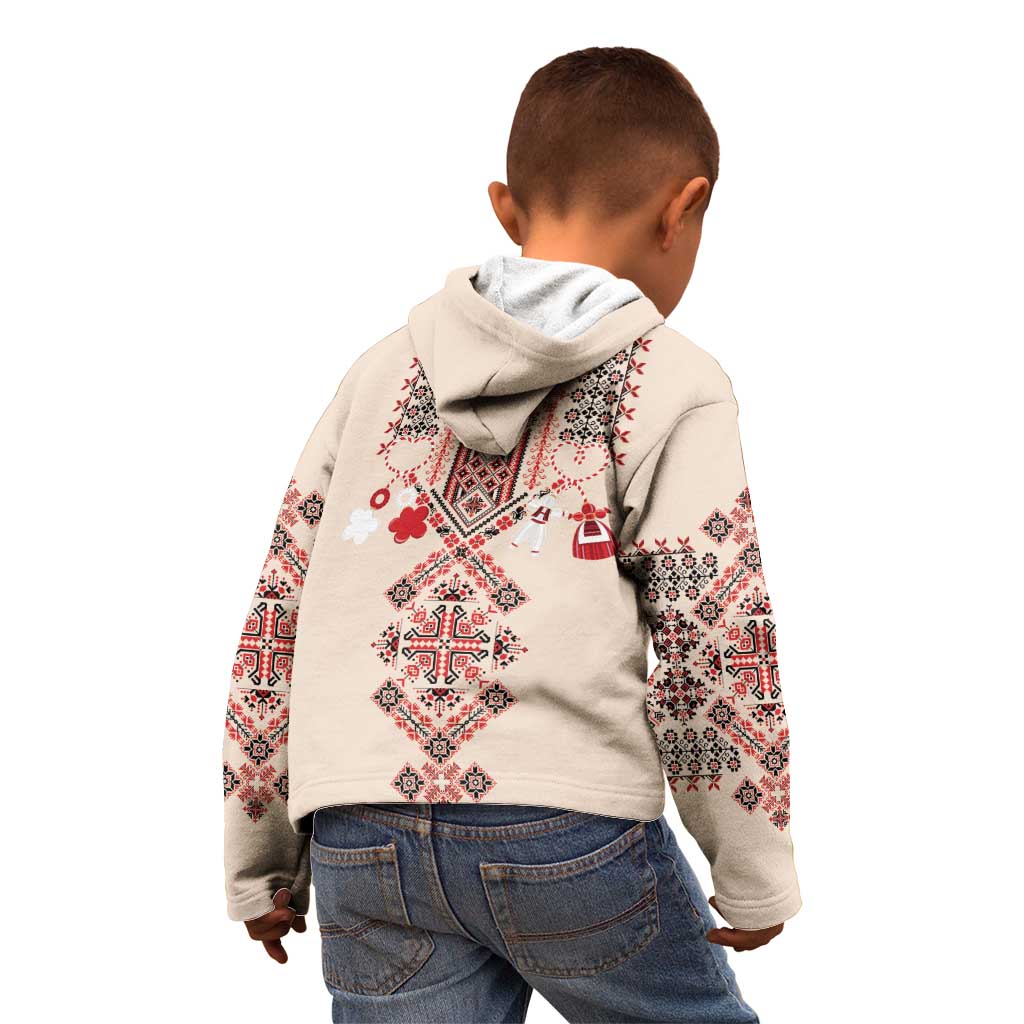 Vintage Martisor Day Martenitsa Kid Hoodie Traditional Romanian Embroidery No2