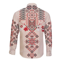Vintage Martisor Day Martenitsa Long Sleeve Button Shirt Traditional Romanian Embroidery No2