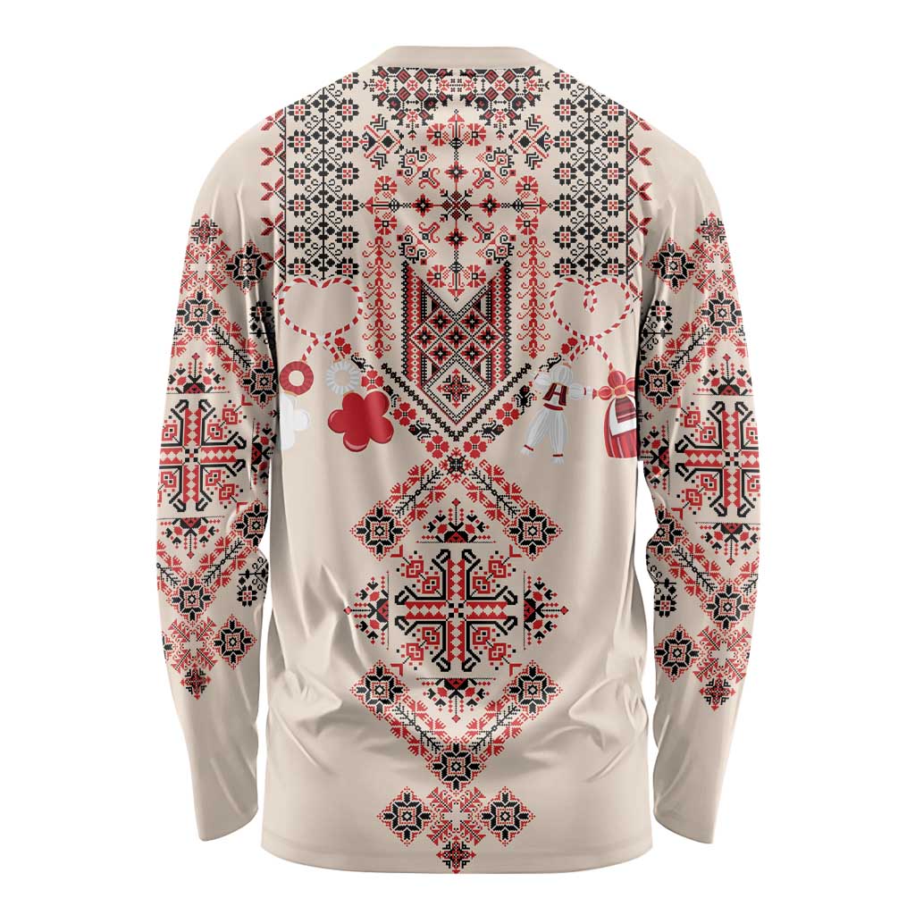 Vintage Martisor Day Martenitsa Long Sleeve Shirt Traditional Romanian Embroidery No2