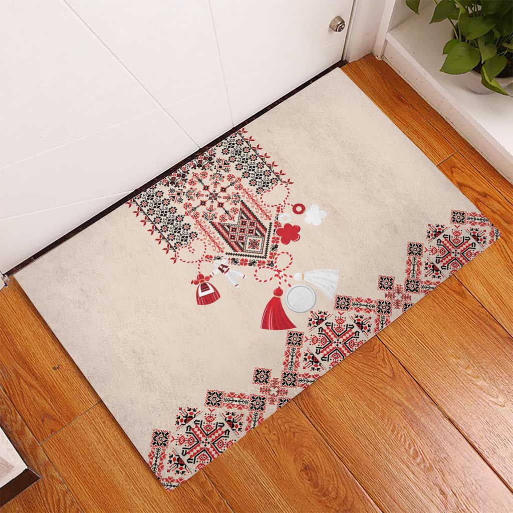 Vintage Martisor Day Martenitsa Rubber Doormat Traditional Romanian Embroidery No2