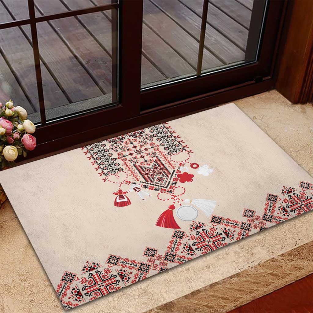 Vintage Martisor Day Martenitsa Rubber Doormat Traditional Romanian Embroidery No2
