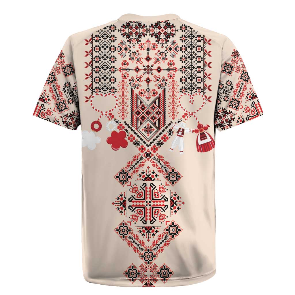 Vintage Martisor Day Martenitsa Rugby Jersey Traditional Romanian Embroidery No2