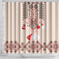 Vintage Martisor Day Martenitsa Shower Curtain Traditional Romanian Embroidery No2