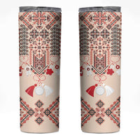 Vintage Martisor Day Martenitsa Skinny Tumbler Traditional Romanian Embroidery No2