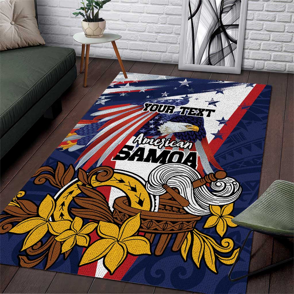 USA-American Samoa Flag Day Personalized Area Rug Bald Eagle Polynesian Tribal Pattern