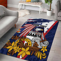 USA-American Samoa Flag Day Personalized Area Rug Bald Eagle Polynesian Tribal Pattern